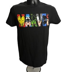 Marvel Comics Avengers T-Shirt – Black, Size S – Iron Man, Captain America, Thor